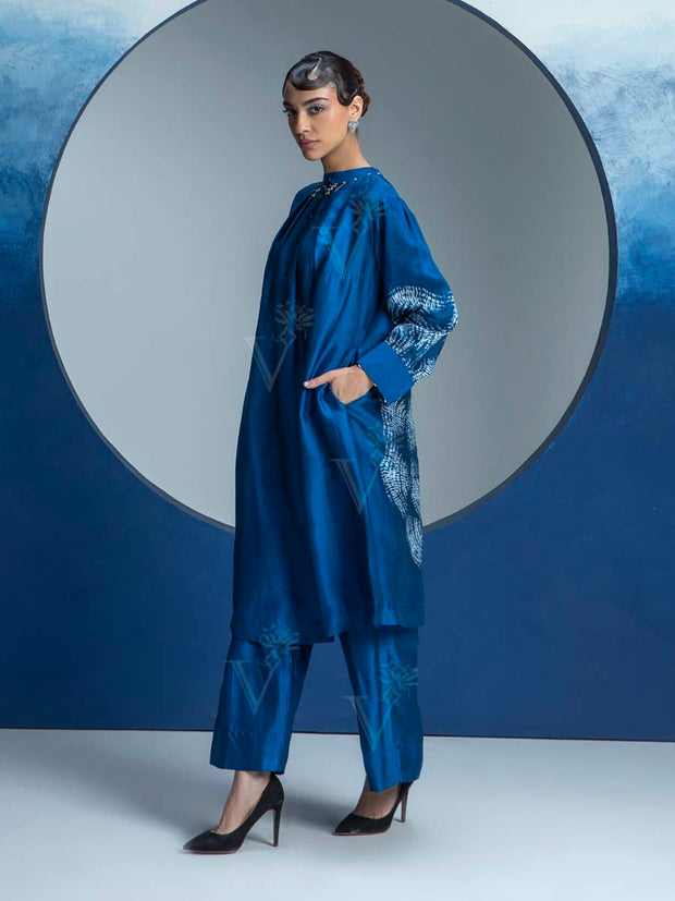Midnight Blue Printed Kurta and Pant Set