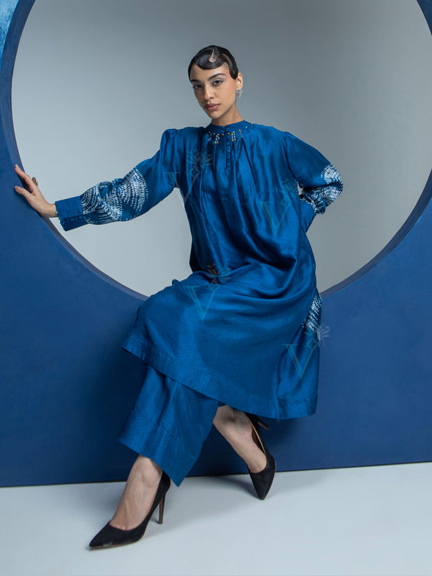 Midnight Blue Printed Kurta and Pant Set