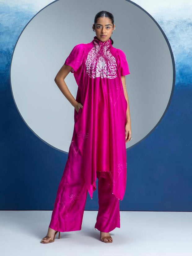 Hot Pink Printed Kurta and Pant Set