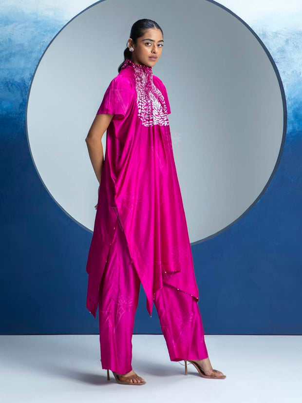 Hot Pink Printed Kurta and Pant Set