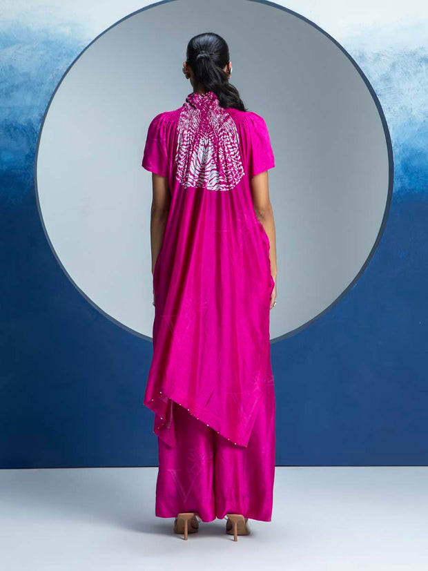 Hot Pink Printed Kurta and Pant Set