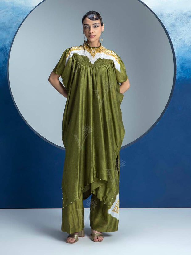 Olive Green Printed Kurta and Pant Set