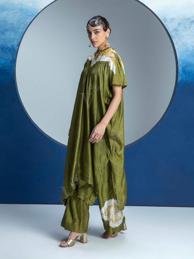Olive Green Printed Kurta and Pant Set