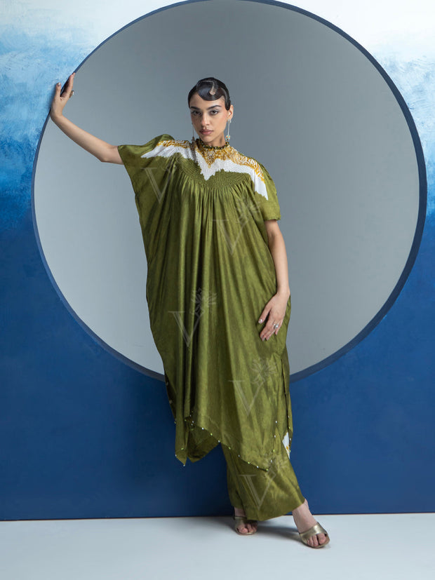 Olive Green Printed Kurta and Pant Set
