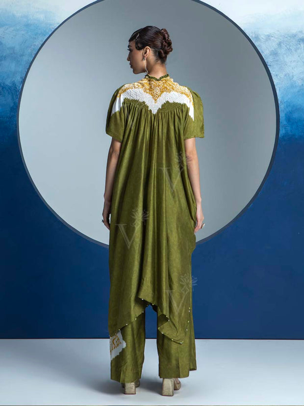 Olive Green Printed Kurta and Pant Set