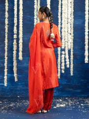 Orange Embroided Kurta and Pant Set