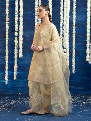 Cream Embroided Kurta and Pant Set