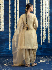 Cream Embroided Kurta and Pant Set