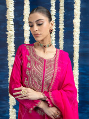Rani Pink Embroided Kurta and Pant Set