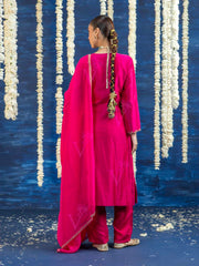 Rani Pink Embroided Kurta and Pant Set