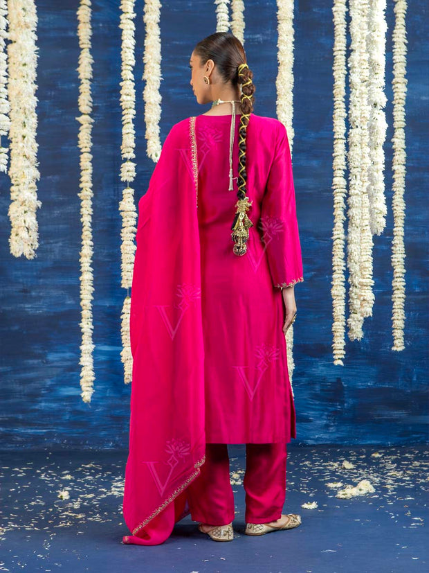 Rani Pink Embroided Kurta and Pant Set