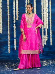 Pink Embroided Kurta and Sharara Set