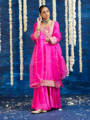 Pink Embroided Kurta and Sharara Set