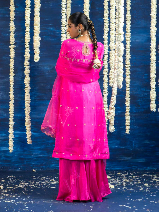 Pink Embroided Kurta and Sharara Set