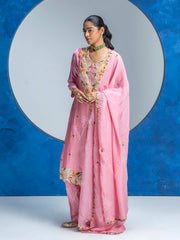 Pink Embroided Kurta and Pant Set