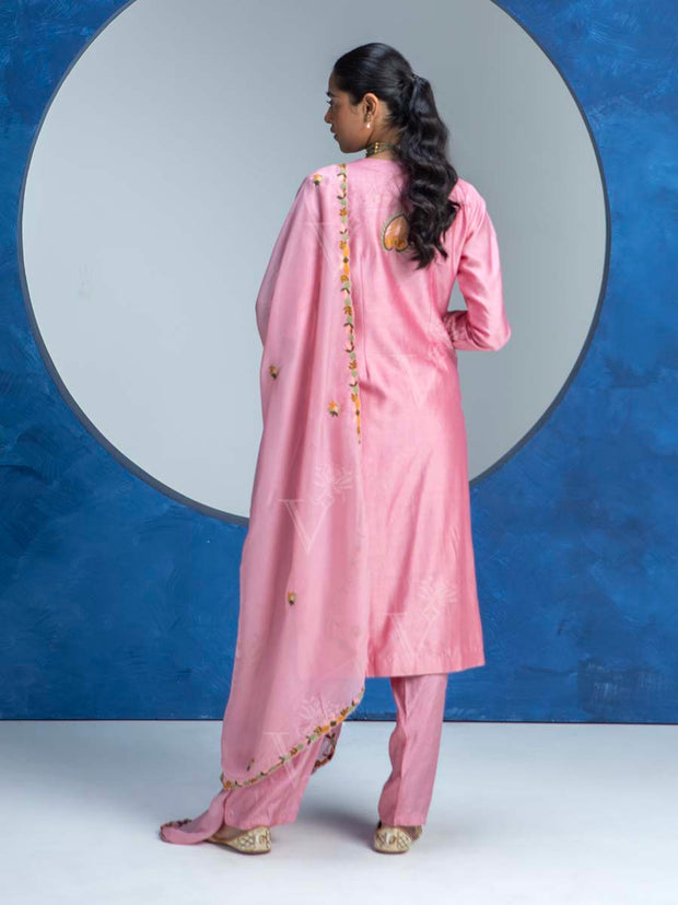 Pink Embroided Kurta and Pant Set
