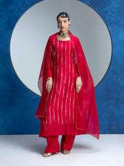 Red Embroided Kurta and Pant Set
