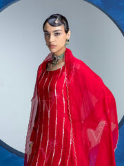 Red Embroided Kurta and Pant Set