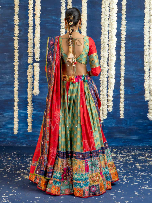 Multi Color Vasansi Silk Embroided Lehenga Set