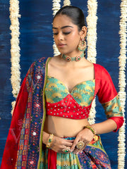 Multi Color Vasansi Silk Embroided Lehenga Set
