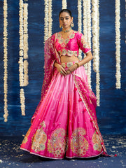 Pink Vasansi Silk Embroided Lehenga Set