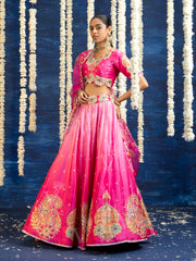 Pink Vasansi Silk Embroided Lehenga Set