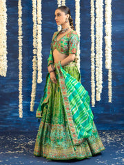 Green Vasansi Silk Embroided Lehenga Set