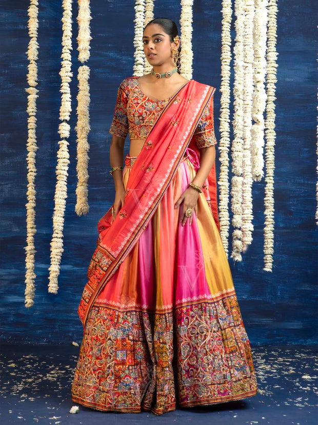 Multi Color Vasansi Silk Embroided Lehenga Set