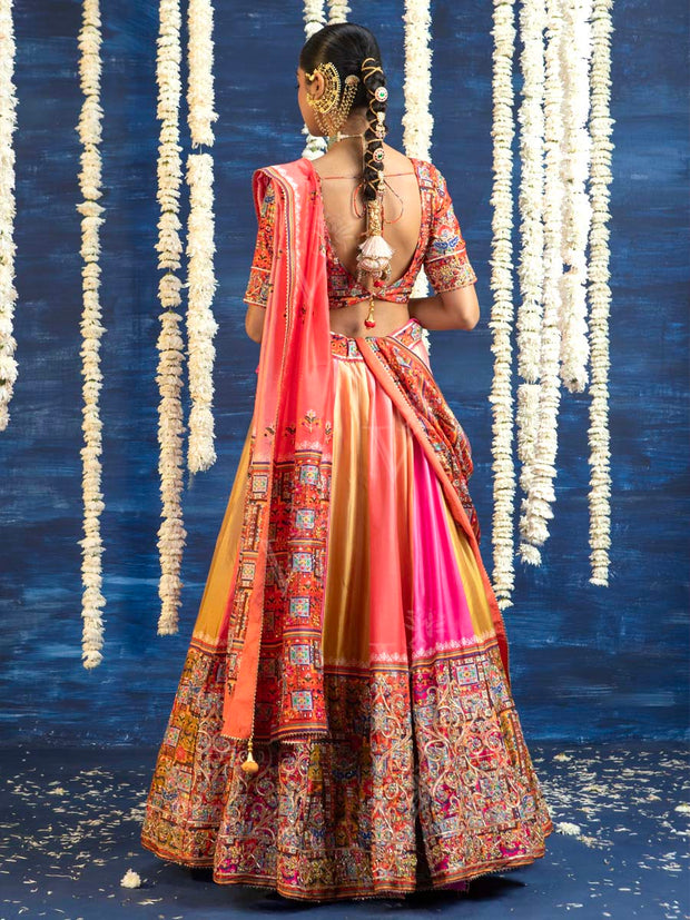 Multi Color Vasansi Silk Embroided Lehenga Set