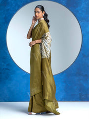 Olive Green Vasansi Silk Saree