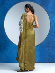 Olive Green Vasansi Silk Saree