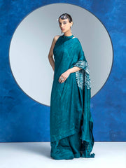 Teal Blue Vasansi Silk Saree