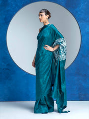 Teal Blue Vasansi Silk Saree