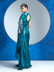 Teal Blue Vasansi Silk Saree