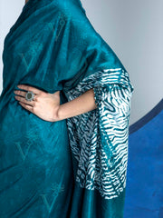Teal Blue Vasansi Silk Saree