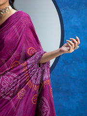Magenta Pink Vasansi Silk Bandhani Saree
