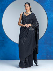 Black Vasansi Silk Bandhani Saree