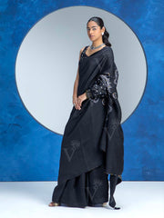 Black Vasansi Silk Bandhani Saree