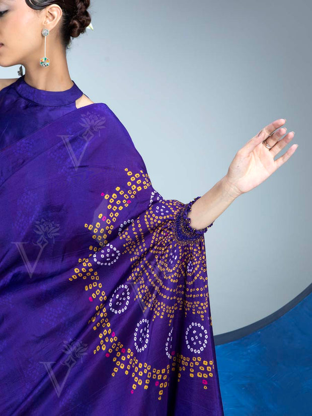 Violet Vasansi Silk Bandhani Saree
