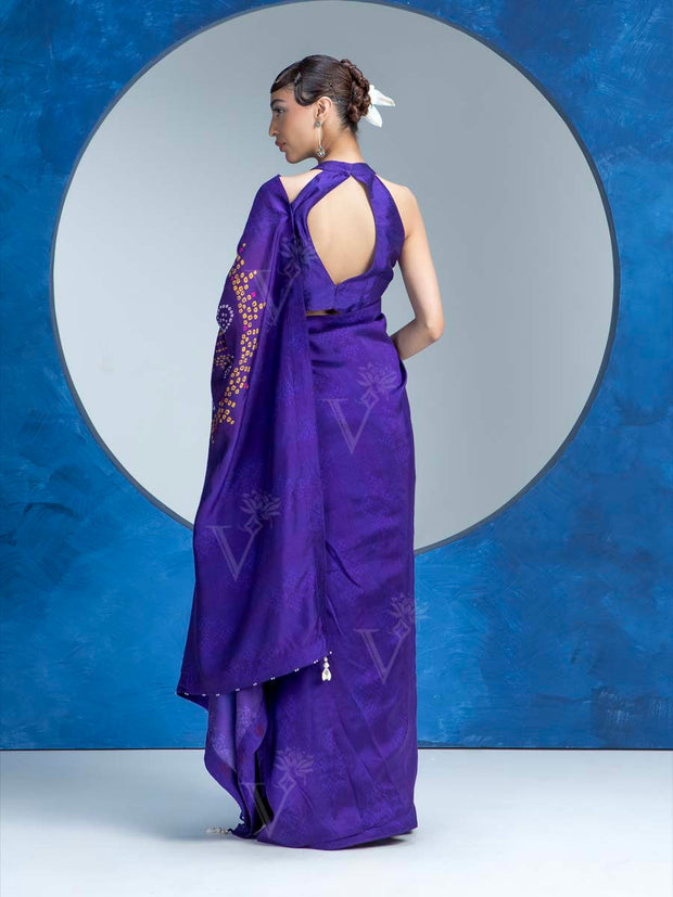 Violet Vasansi Silk Bandhani Saree
