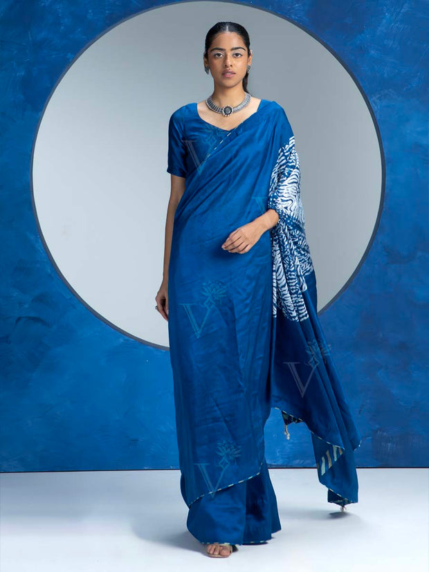 Indigo Blue Vasansi Silk Saree