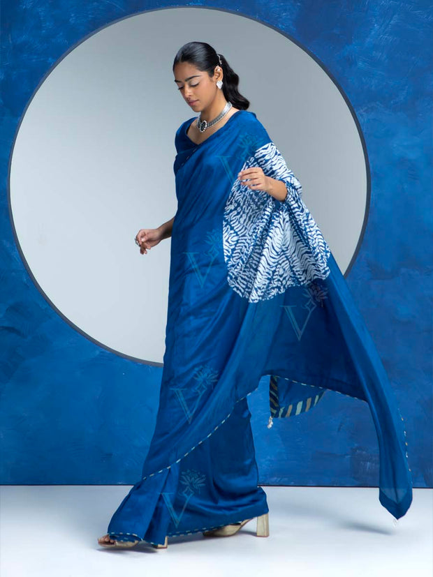 Indigo Blue Vasansi Silk Saree