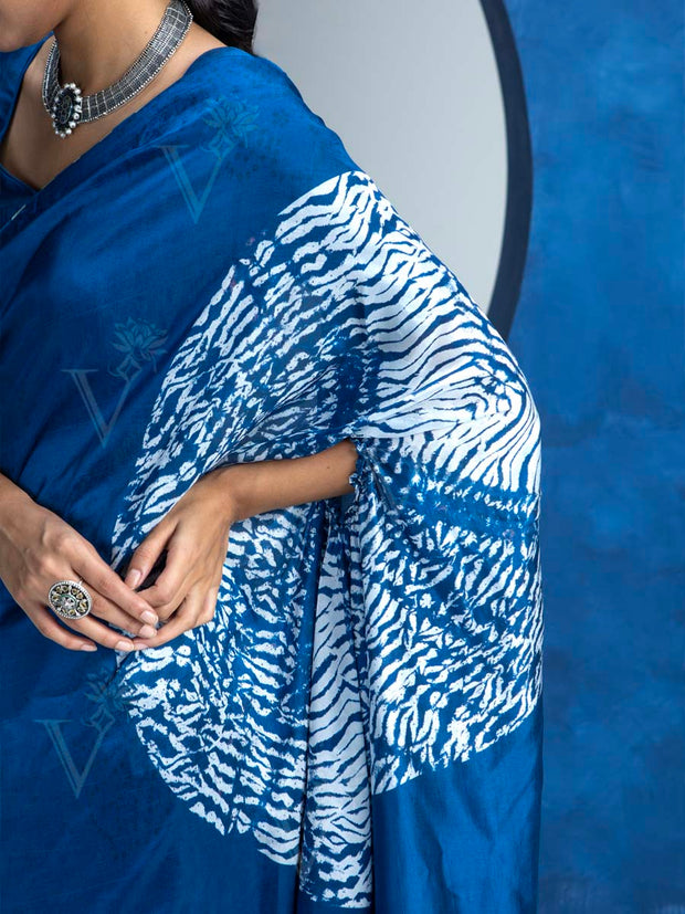 Indigo Blue Vasansi Silk Saree