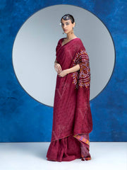 MaroonVasansi Silk Bandhani Saree