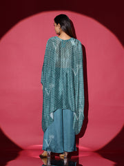 Teal Green Embroidered Kaftan and Palazzo Set