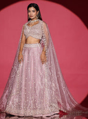 Sand Pink Organza Lehenga Set