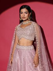 Sand Pink Organza Lehenga Set