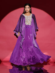 Purple Georgette Embroidered Gown