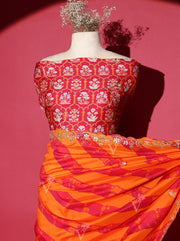 Orange Vasansi Silk Leheriya Saree