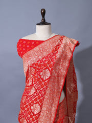 Red Georgette Zari Saree